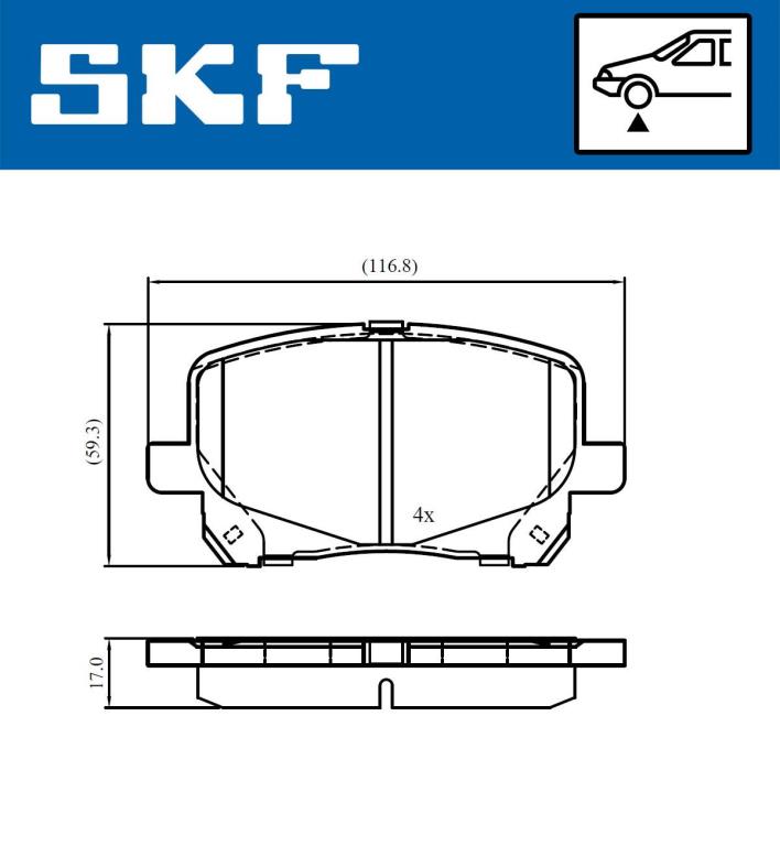 Jogo de 4 pastilhas de travão SKF ref. VKBP 81025